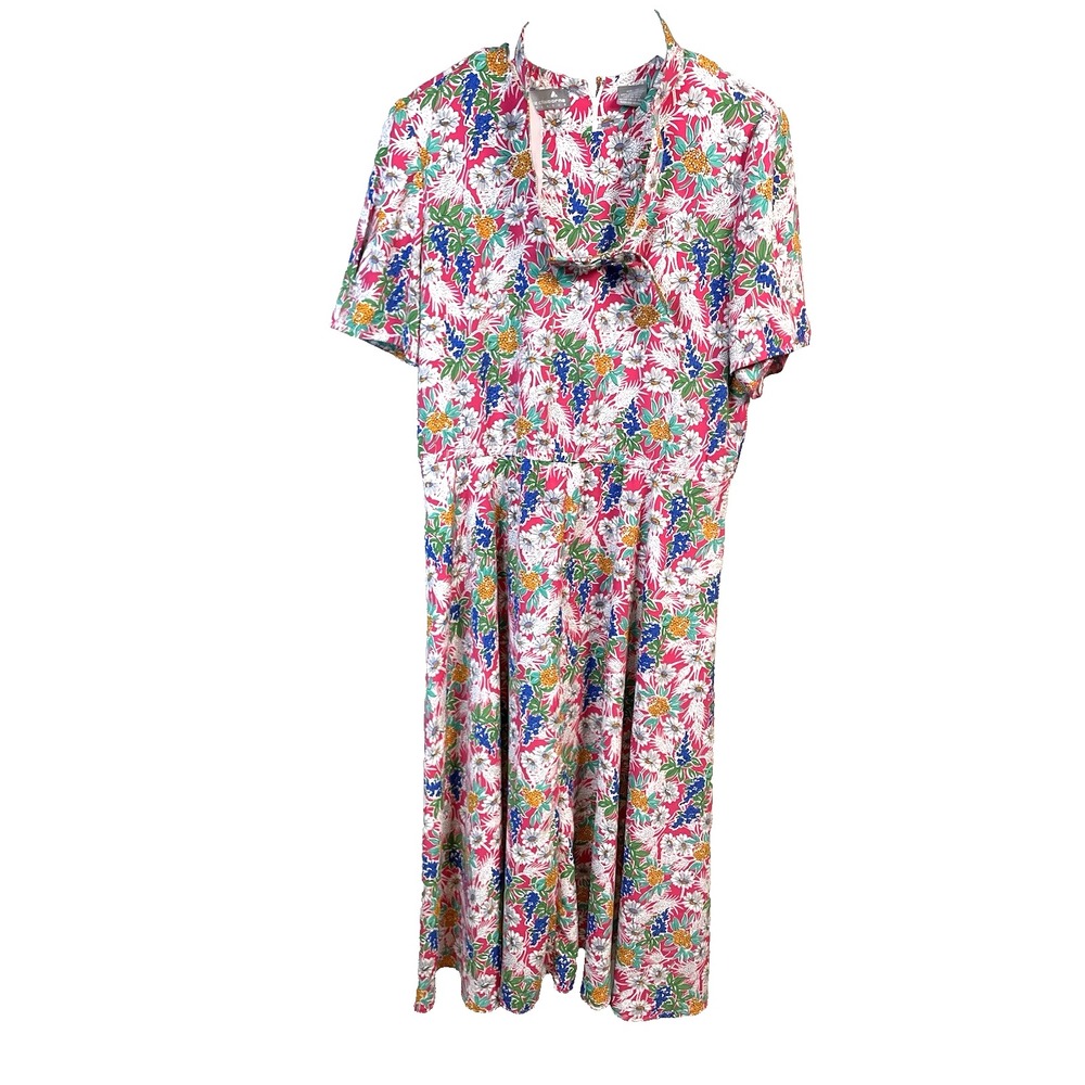 Vtg 90s Liz Claiborne Dresses Floral Spring‎ Easter Colorful Belted Long Sz 12